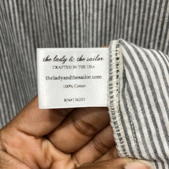 The Lady & The Sailor Cotton Pinstriped Maxi Dress Sz 2 - Picture 5 of 7